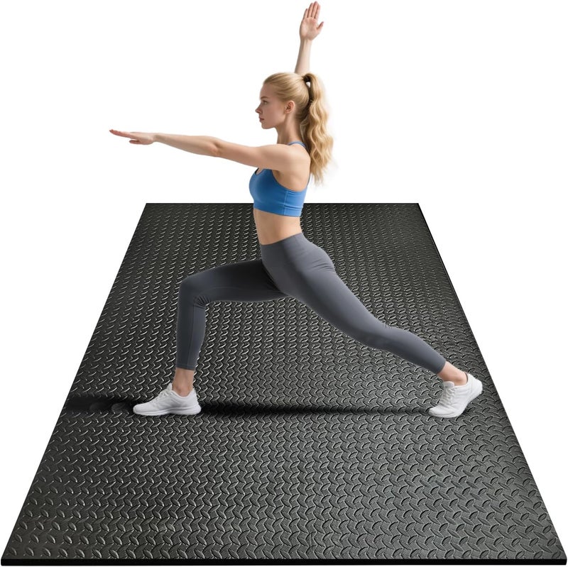 BierBear 4x6ft Gym Floor Mat 10mm Thick - Large TPE/NPE Foam Workout Mat for Home Gym, Garage Floor, Yoga & Exercise - Non-Slip Eco-Friendly Fitness Mat (Black) - Image 1